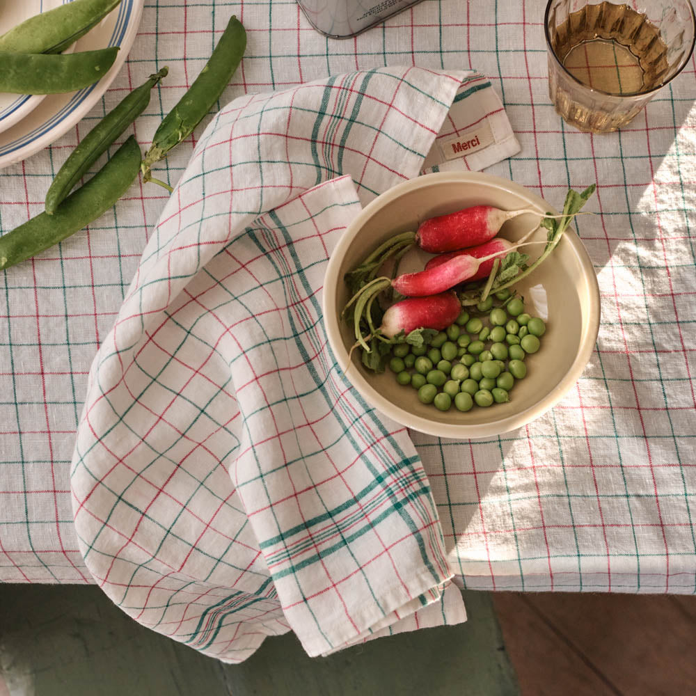 Serviette de table en lin lavé - Office Rose Vert