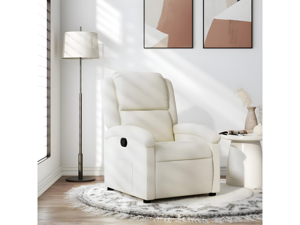 Sillón reclinable terciopelo blanco crema