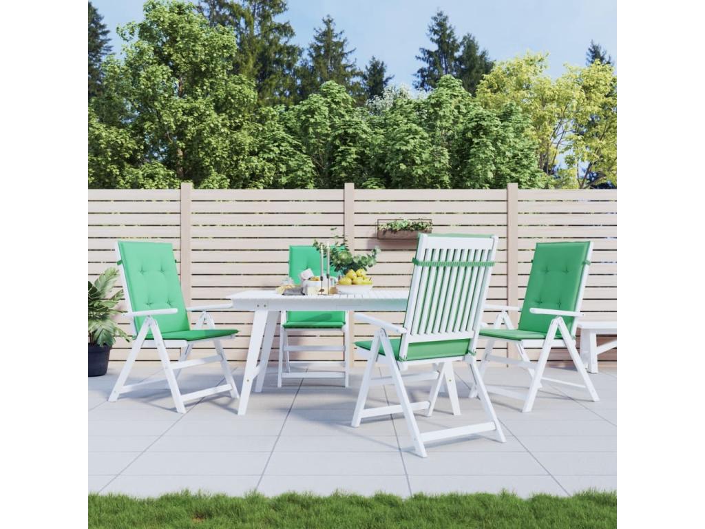 Cojín silla de jardín respaldo alto 4 unidades tela verde 120x50x3cm