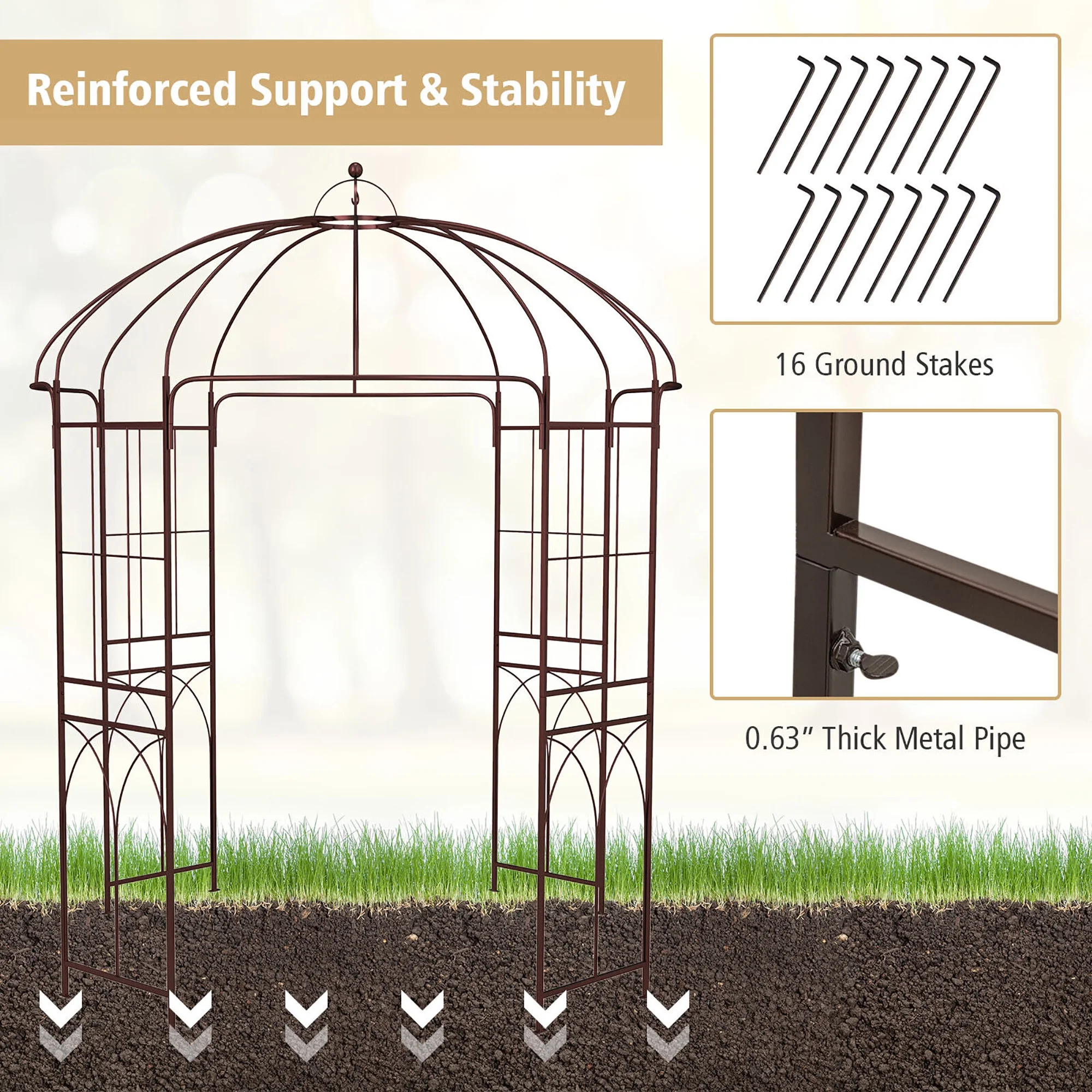 Gymax Birdcage Shape Garden Arbor Pergola Climbing Plants Stand Rack for Wedding Party - Image 4
