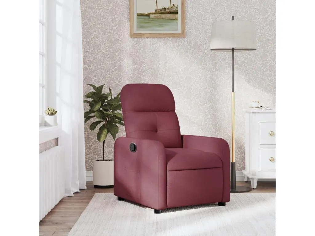 Sillón reclinable de tela rojo tinto