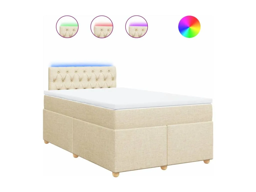 Cama box spring con colchón tela color crema 120x190 cm soc3521693