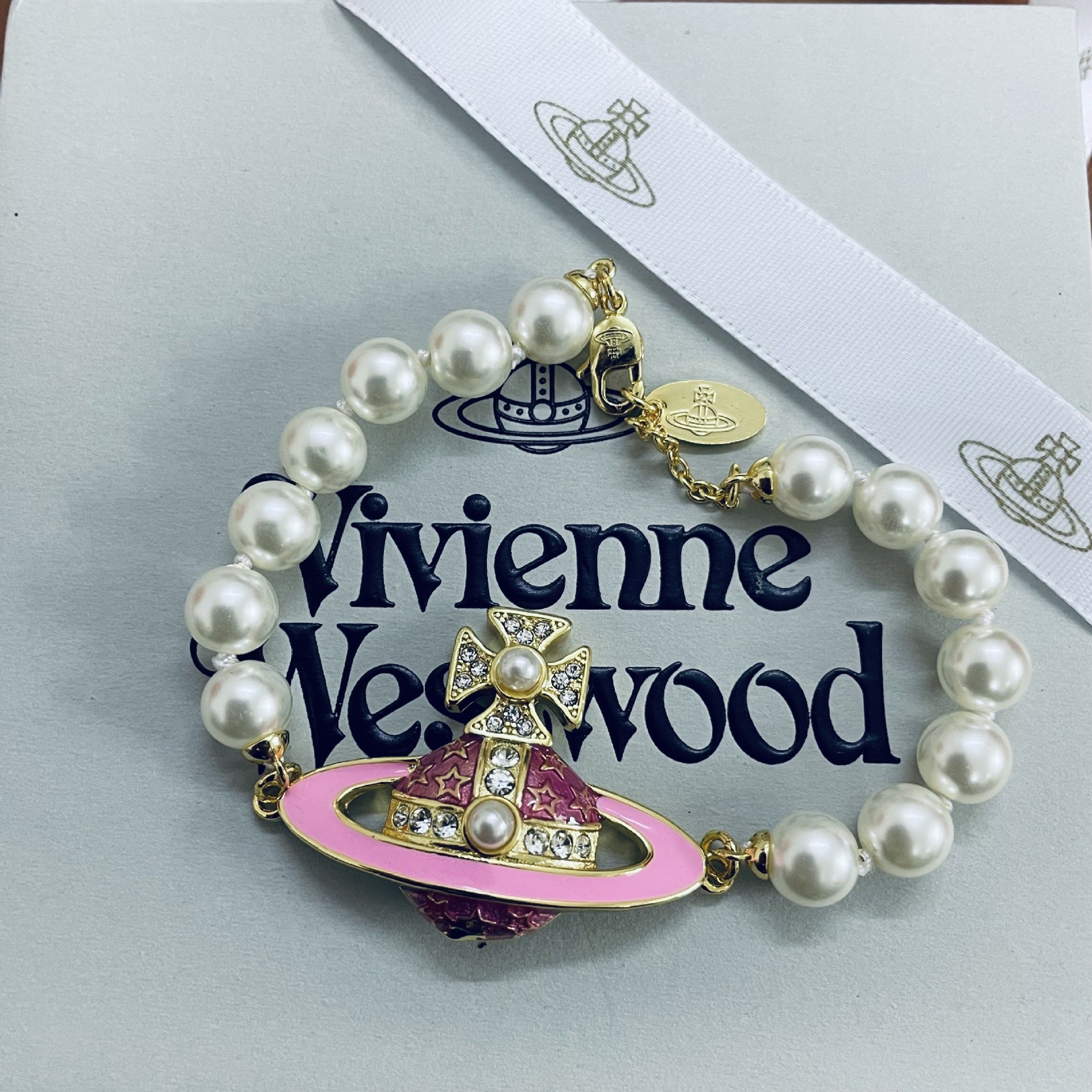 Vivienne Westwood Enamel Diamond Saturn Bracelet - Original Replica Club