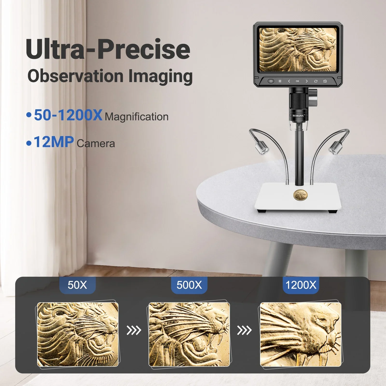 BEBANG LCD Digital Microscope, 7 inch 50X-1200X With 32GB TF Card - Image 2 BEBANG LCD Digital Microscope, 7 inch 50X-1200X With 32GB TF Card - Image 2