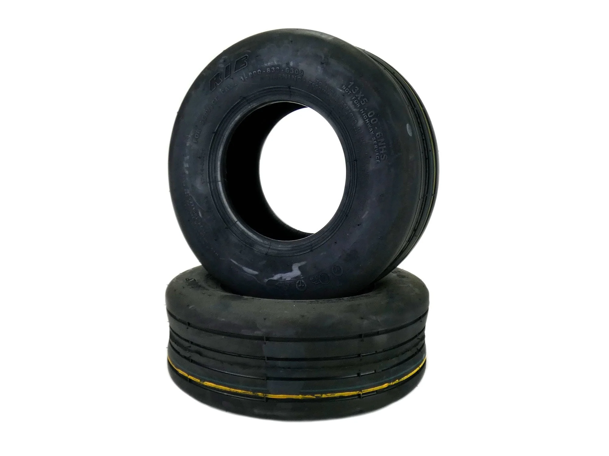 (2) Replacement 13x5.00 - 6 Ribbed Lawn Mower Tires