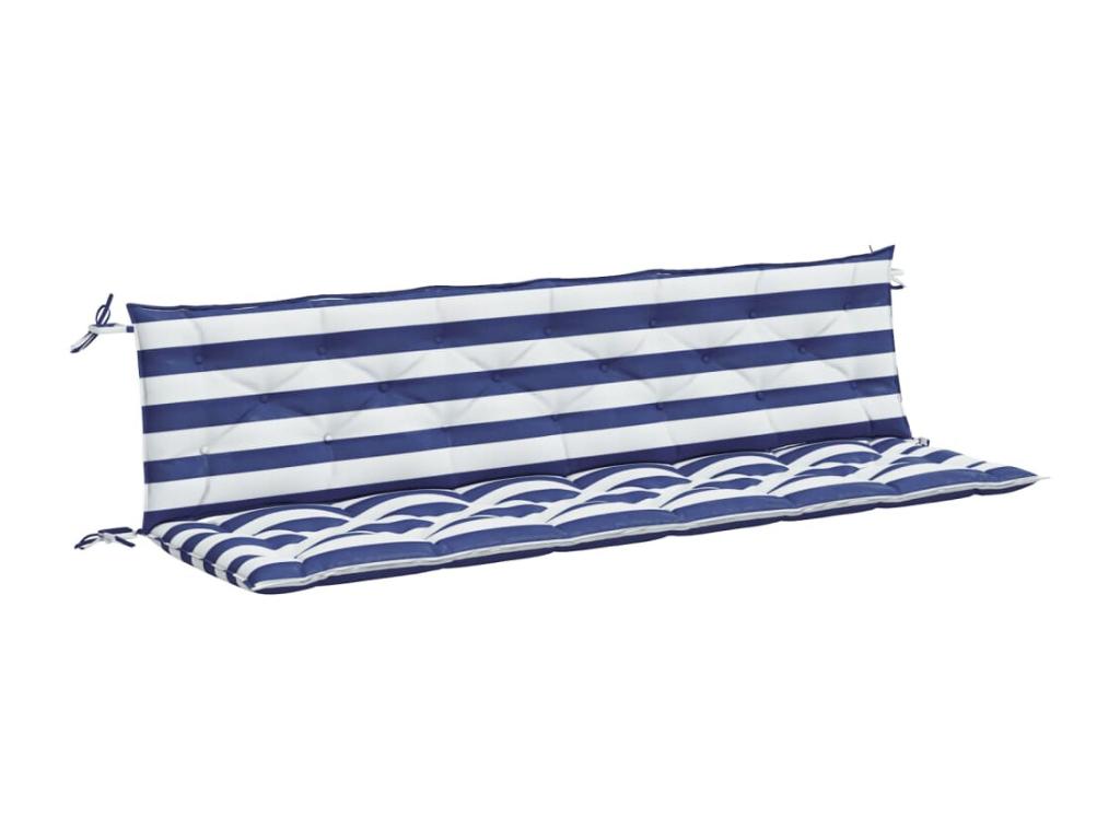 Cojines banco jardín 2 unidades tela a rayas azul blanco 200x50x7 cm