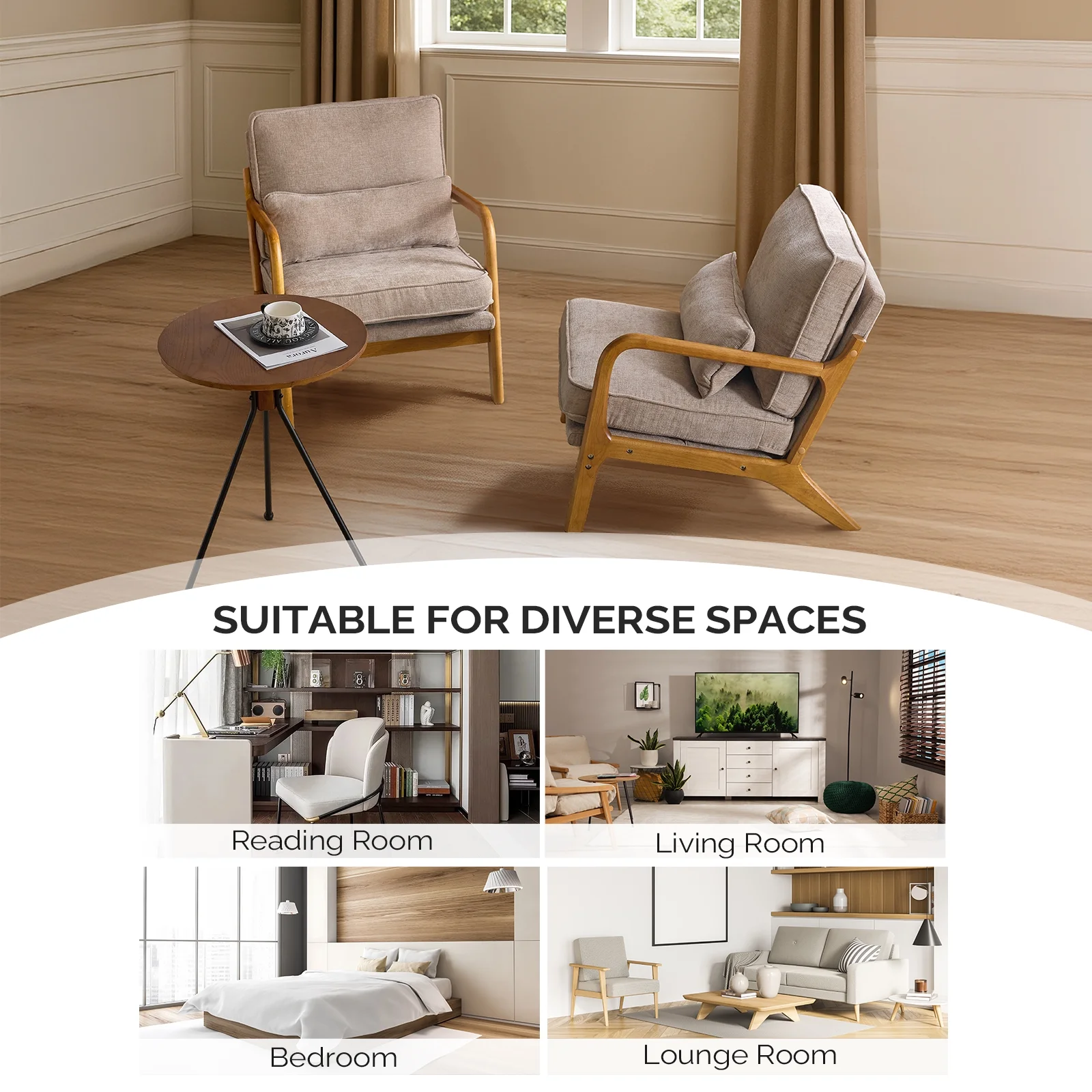 Ktaxon Accent Chair Corduroy Upholstered Armchair, Reading Club Chair with Pillow and Solid Wood Frame for Living Room Bedroom Furniture Off White - Image 88