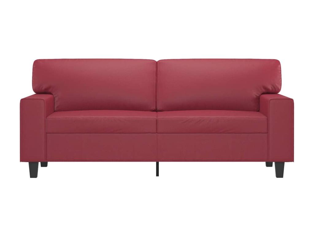 Sofá de 2 lugares 140 cm couro artificial vermelho tinto