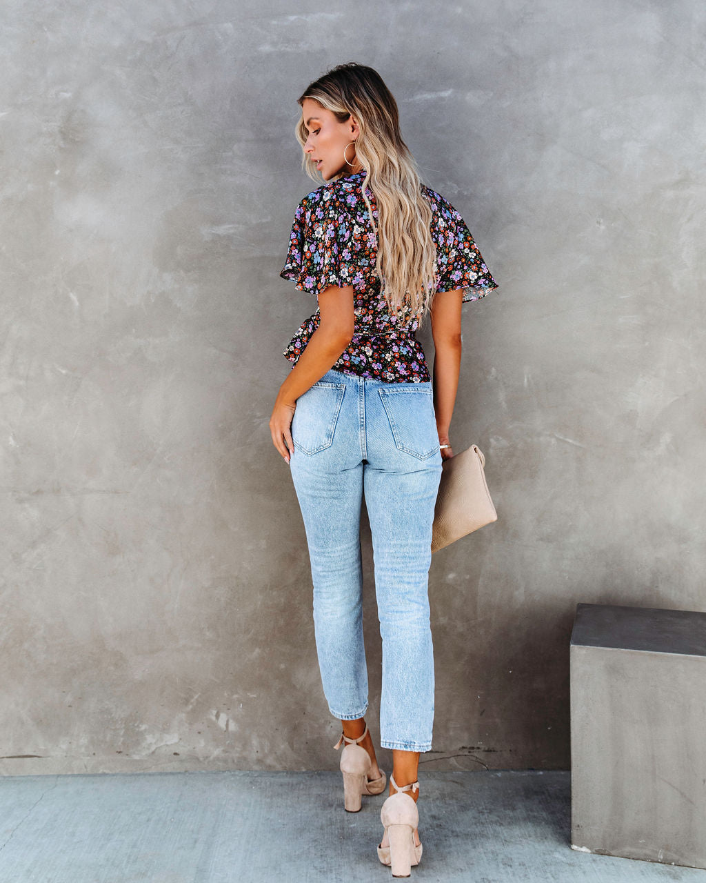 Retro Belle Floral Ruffle Wrap Top - SALE - Se7enfashion