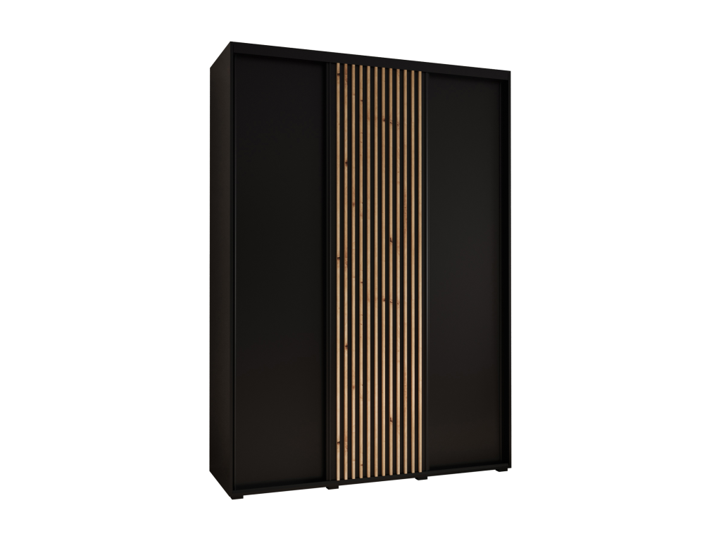 Armario Biocasahogar 3 puertas correderas 205.2/170/60 cm en negro mate ZB6607608