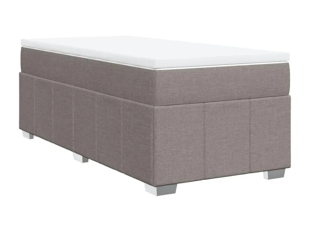 Cama box spring con colchón tela gris taupe 90x200 cm qvp3522916