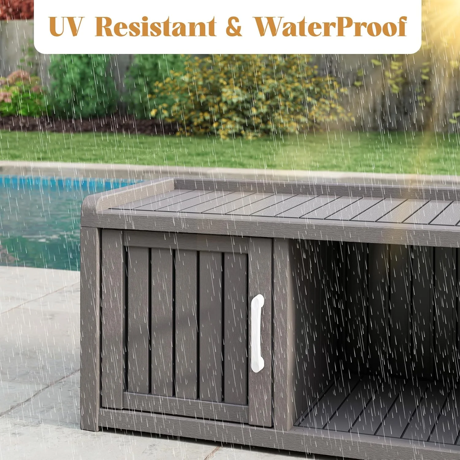 KAMABOKO Outdoor Shoe Storage Cabinet, Waterproof UV-Resistant Entryway Storage Bench Indoor Outdoor with 2 Barn Doors, Adjustable Shelves for Entryway, Bedroom, Hallway,Living Room(Black) - Image 23