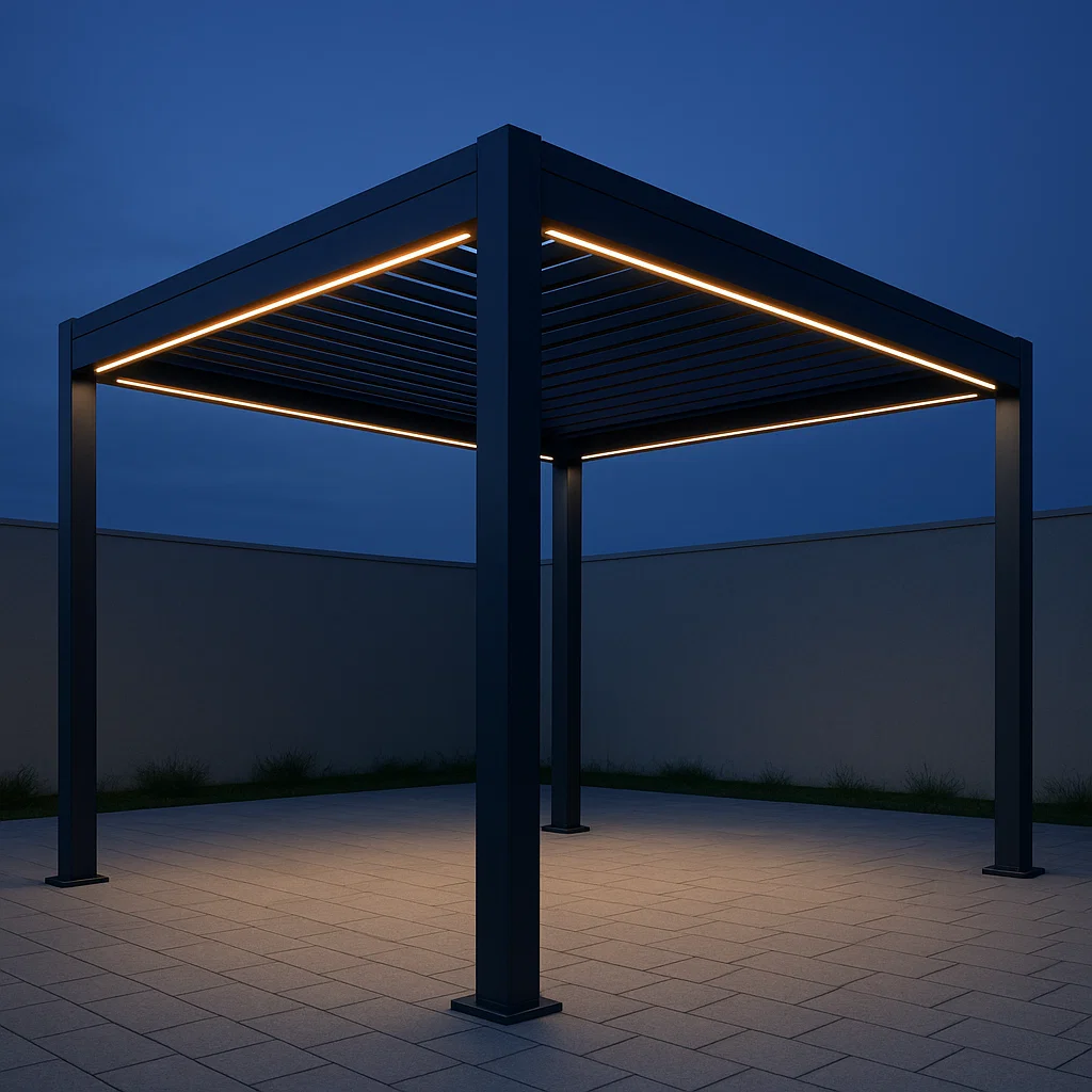 Pérgola metálica para jardín - Color negro - de aluminio - para exterior - 360 cm largo x270 cm alto x 360 cm profundo hMMkiUv321zF