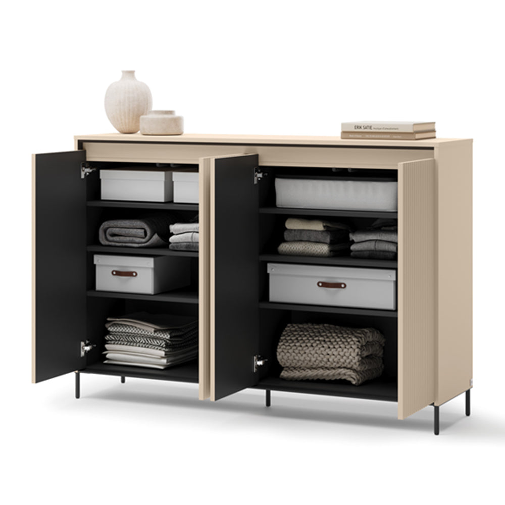 by fonQ Brive Dressoir B 153 cm - 4-deurs met Verlichting - Zand