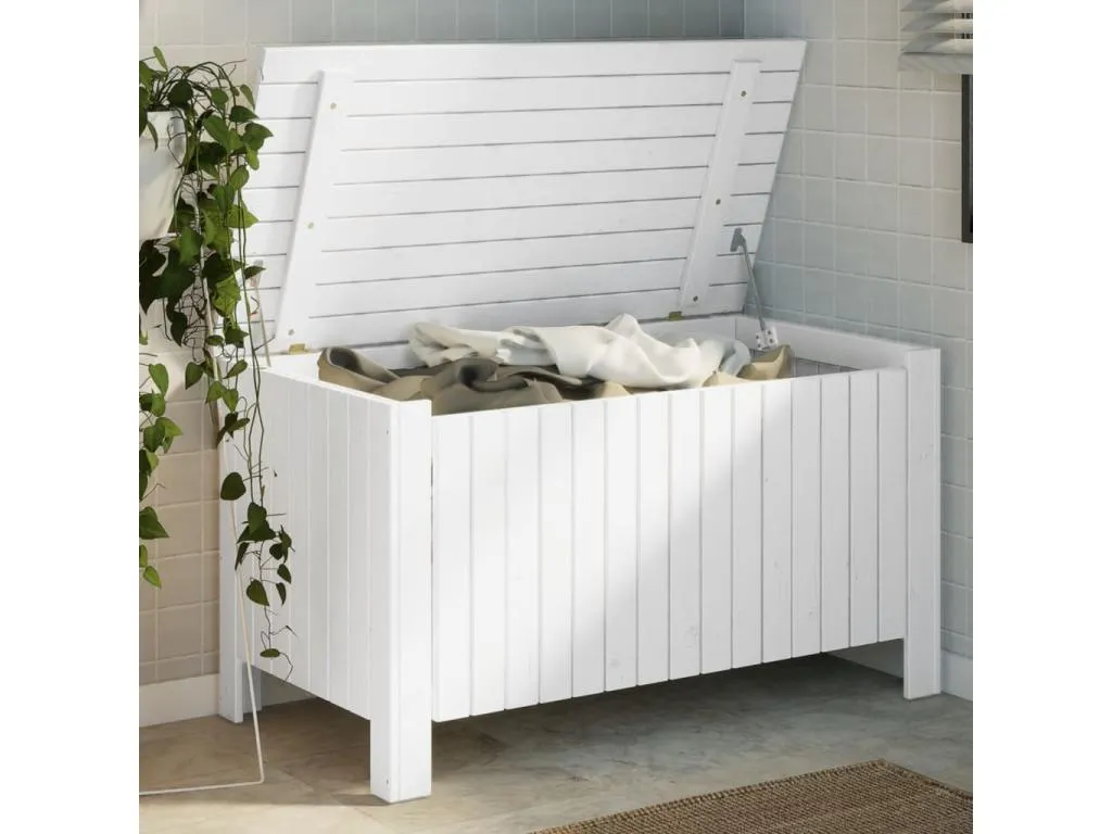Caja de almacenamiento con tapa Cosinor madera de pino maciza blanca bcz3607530