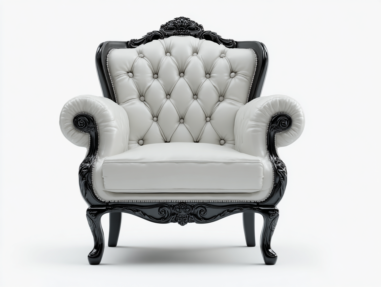 Sillón individual 95×90×105 cm – similicuir blanco – estilo clásico capitoné