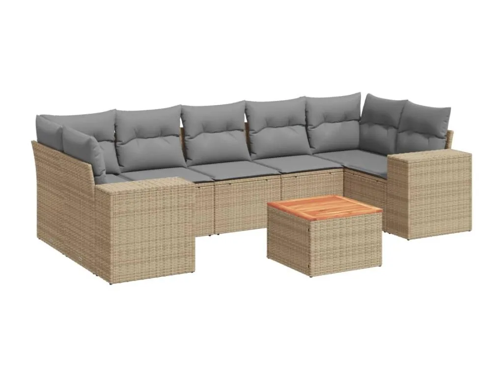Juego de sofás de jardín con cojines beige 8 pzas ratán PE 25493ZSDJ