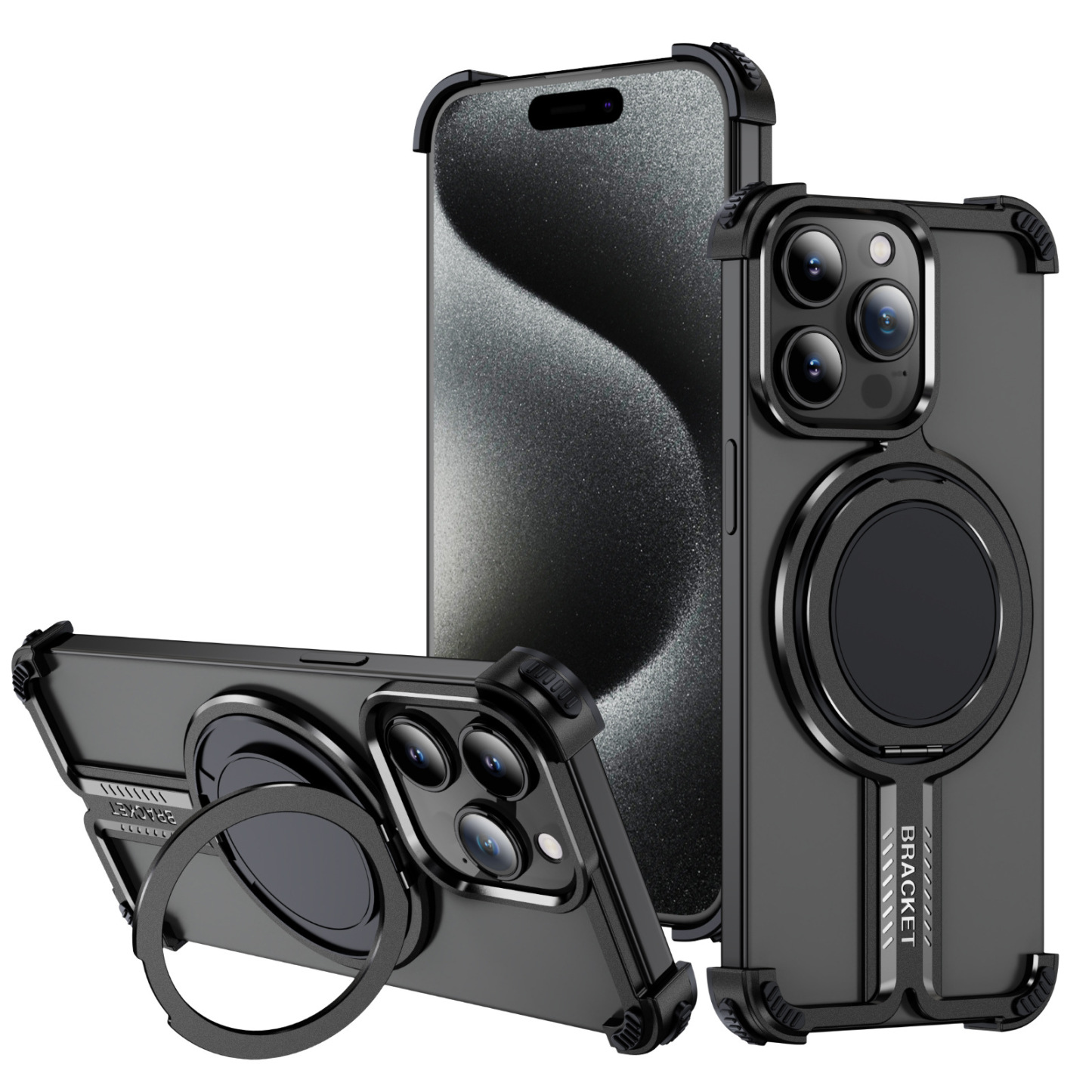Borderless Anti-fall Bracket Mobile Phone Case for iPhone - Integrated hollow heat dissipation design