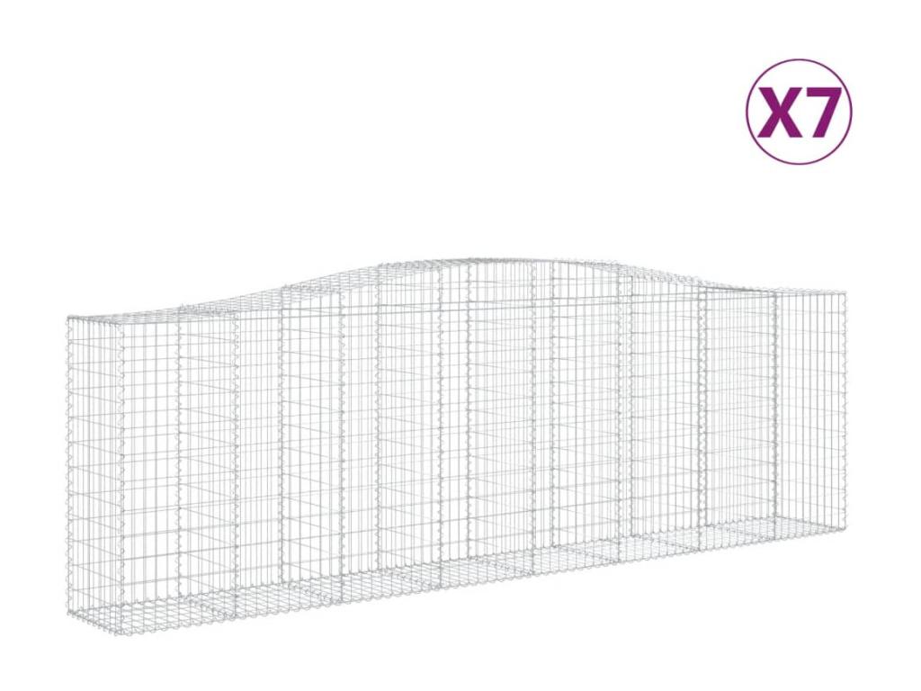 Cestas de gaviones arqueadas 7 piezas 400x50x120/140 cm Hierro galvanizado