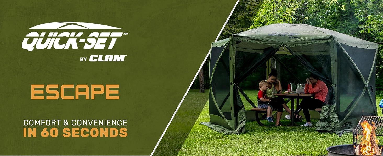 CLAM Quick-Set Venture 9 x 9 Foot Portable Outdoor Camping Canopy Shelter, Brown