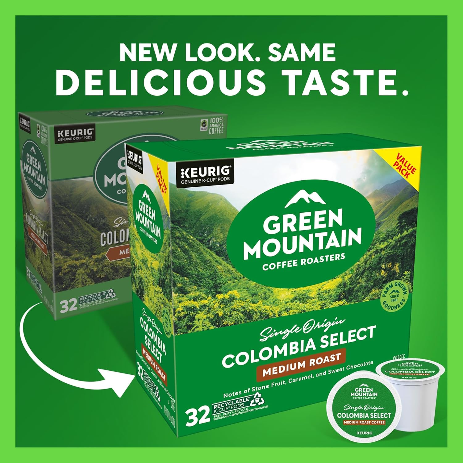 Green Mountain Coffee Roasters Colombia Select Coffee. Keurig Single-Serve K-Cup pods. Medium Roast. 32 Count