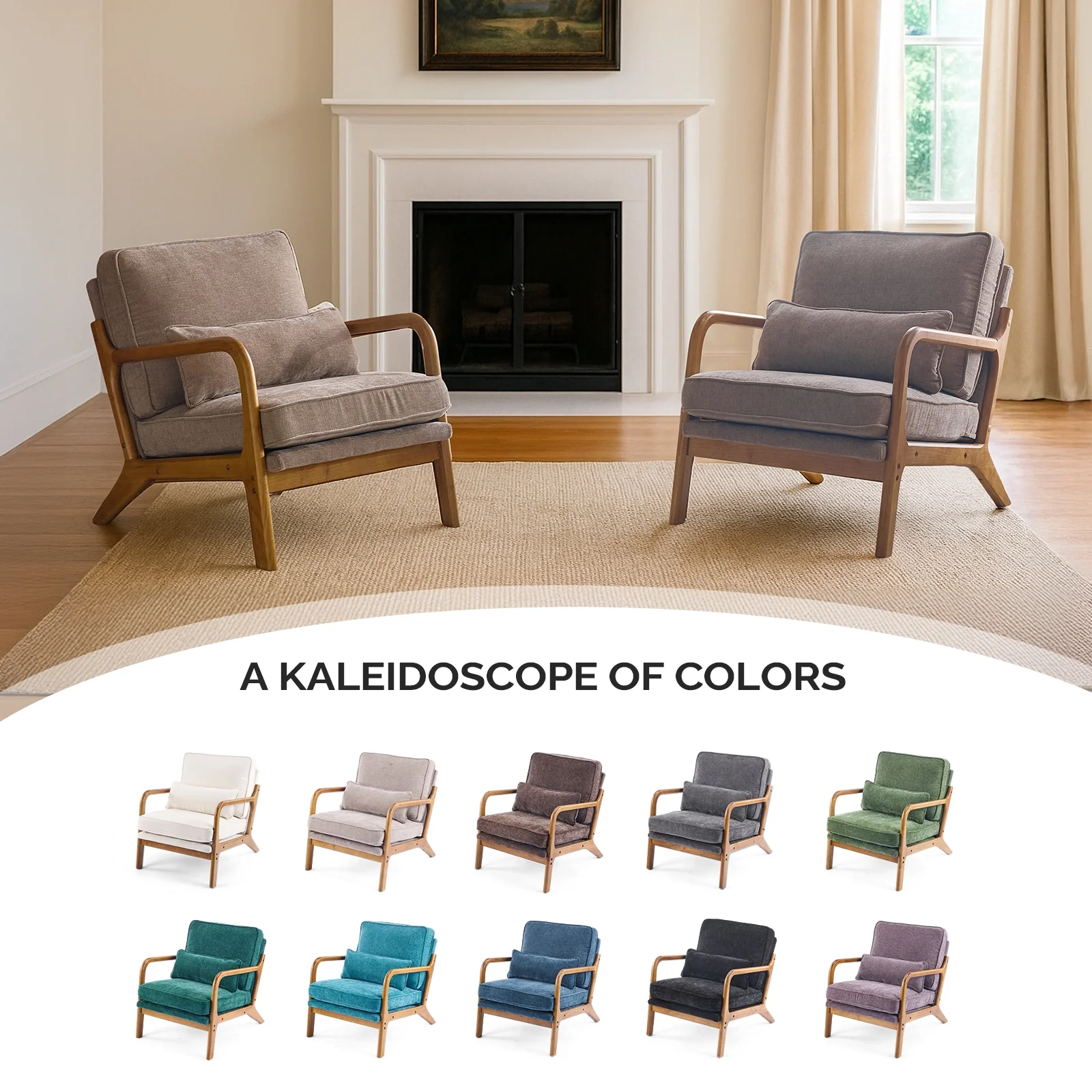 Ktaxon Accent Chair Corduroy Upholstered Armchair, Reading Club Chair with Pillow and Solid Wood Frame for Living Room Bedroom Furniture Off White - Image 86