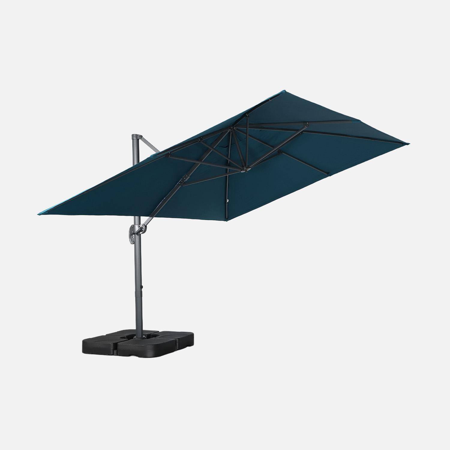 Wimereux + Dalles - Parasol rectangular excéntrico, 3x4m + placas de lastre 50x50cm