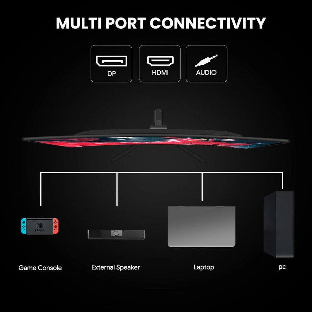 CRUA 24 Inch Curved Gaming Monitor FHD 1080P 180Hz VA Panel Black - CR240DM - Image 2 CRUA 24 Inch Curved Gaming Monitor FHD 1080P 180Hz VA Panel Black - CR240DM - Image 2