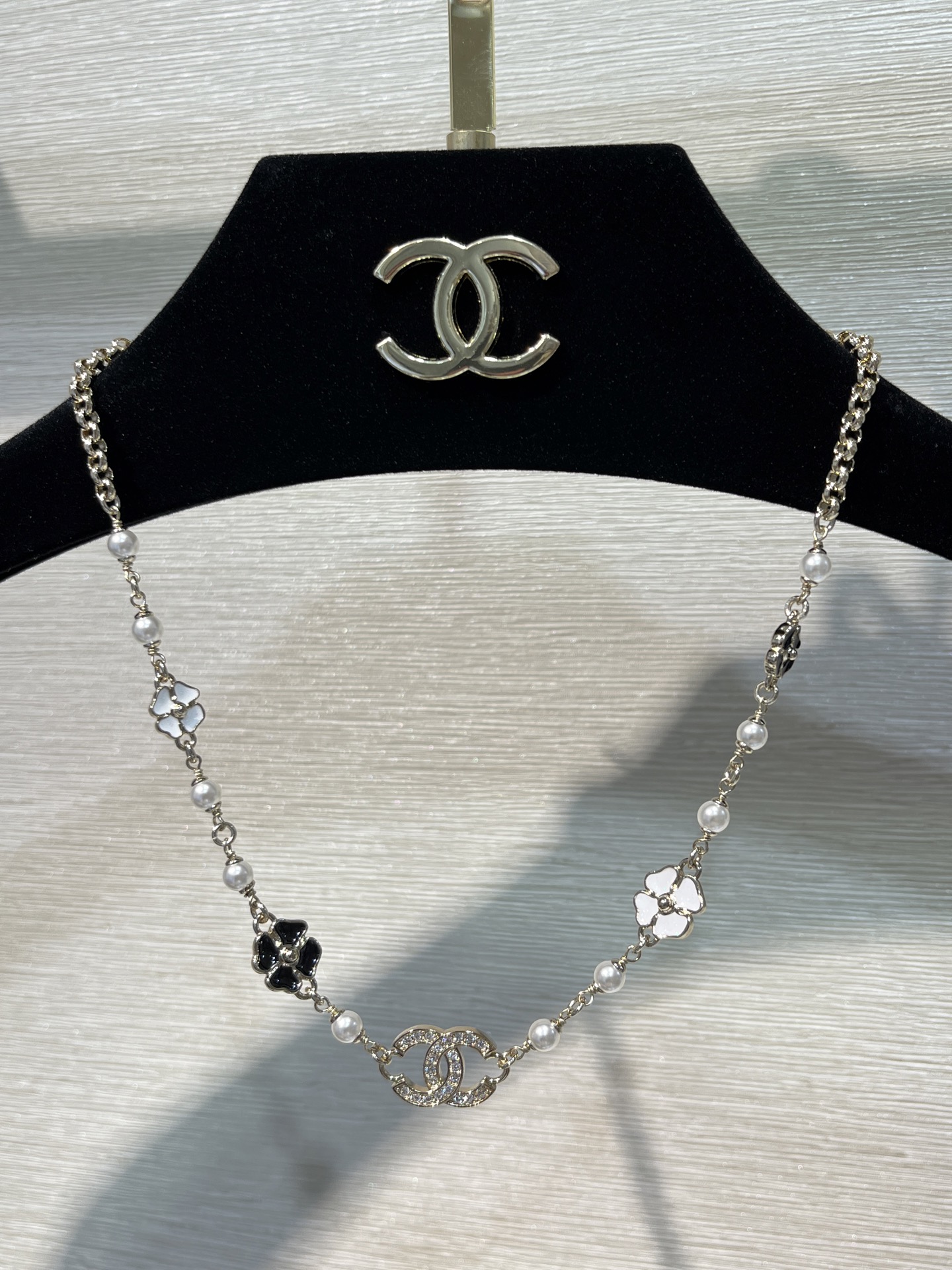 Dainty Chanel Enamel Camellia Necklace - Original Replica Club