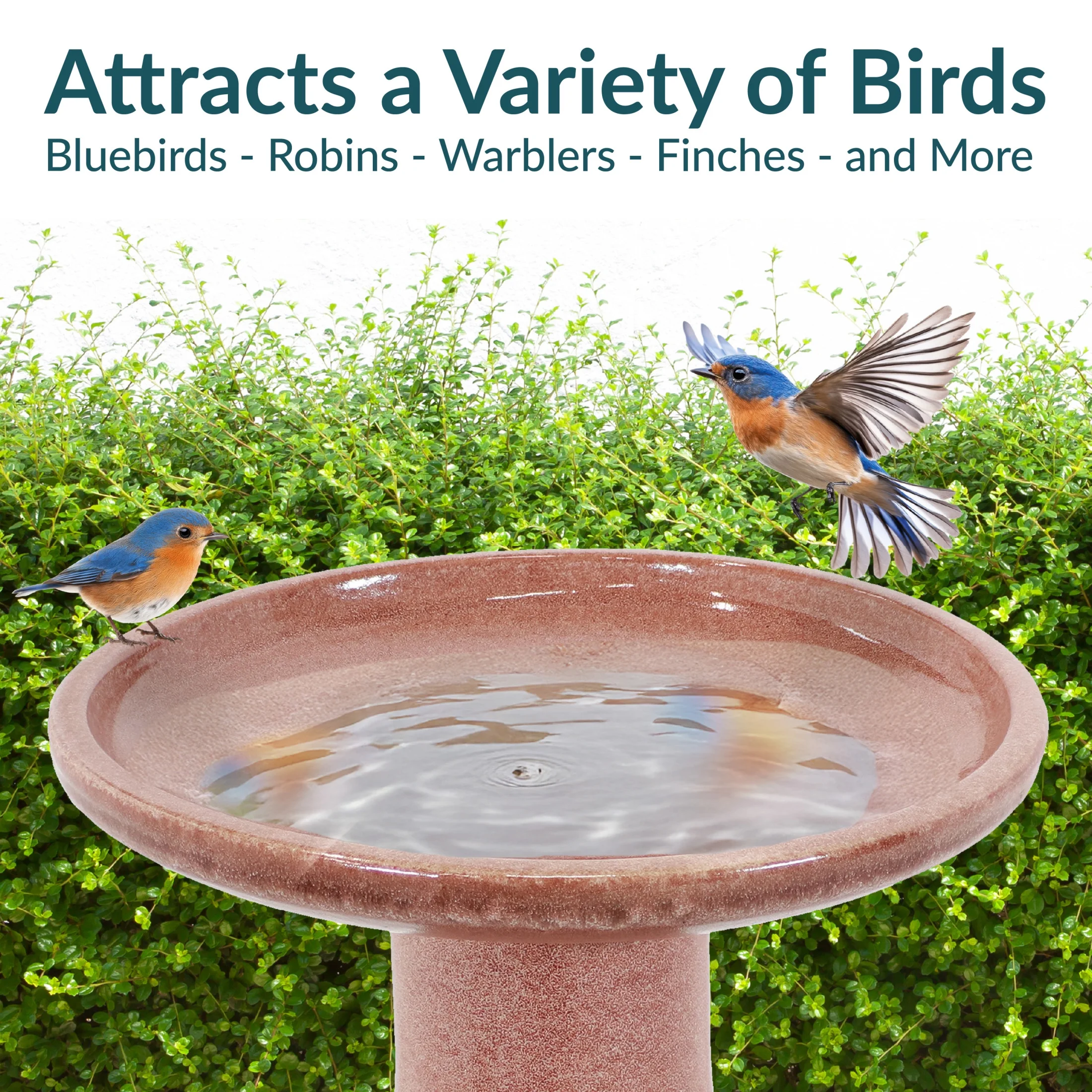 Sunnydaze Freestanding Ceramic Outdoor Bird Bath, Glazed, UV-Resistant Galaxy Blue Finish - Image 30