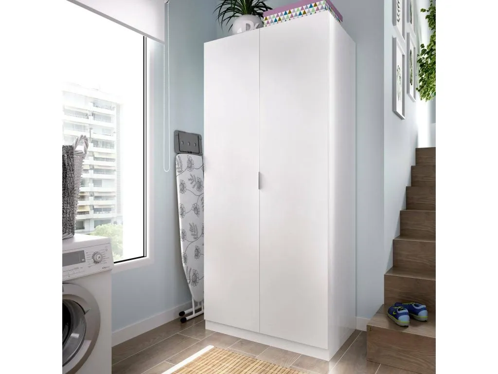 Armario Francomuebleses Perchero para dormitorio Armario con 2 puertas batientes 81x52h184 cm Blanco
