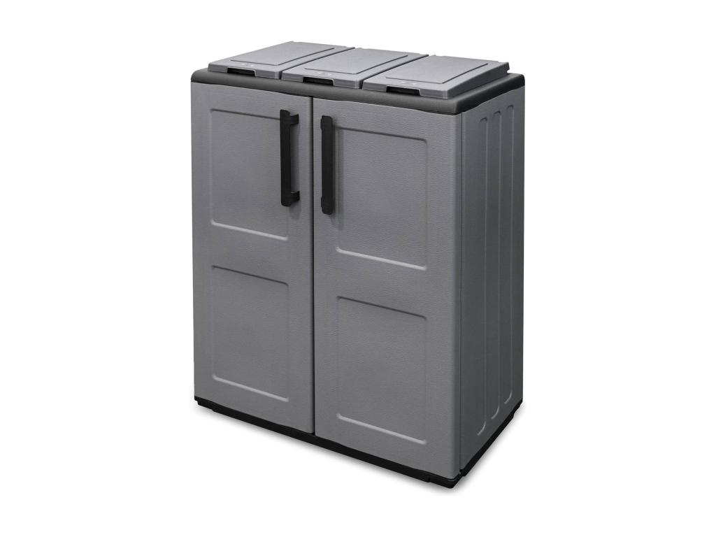 Dagostin Papelera, Papelera, Papelera de Reciclaje 2 Puertas, 100% Made in Italy, 68x37h84 cm, Gris y Negro, Acabado Cuadrado