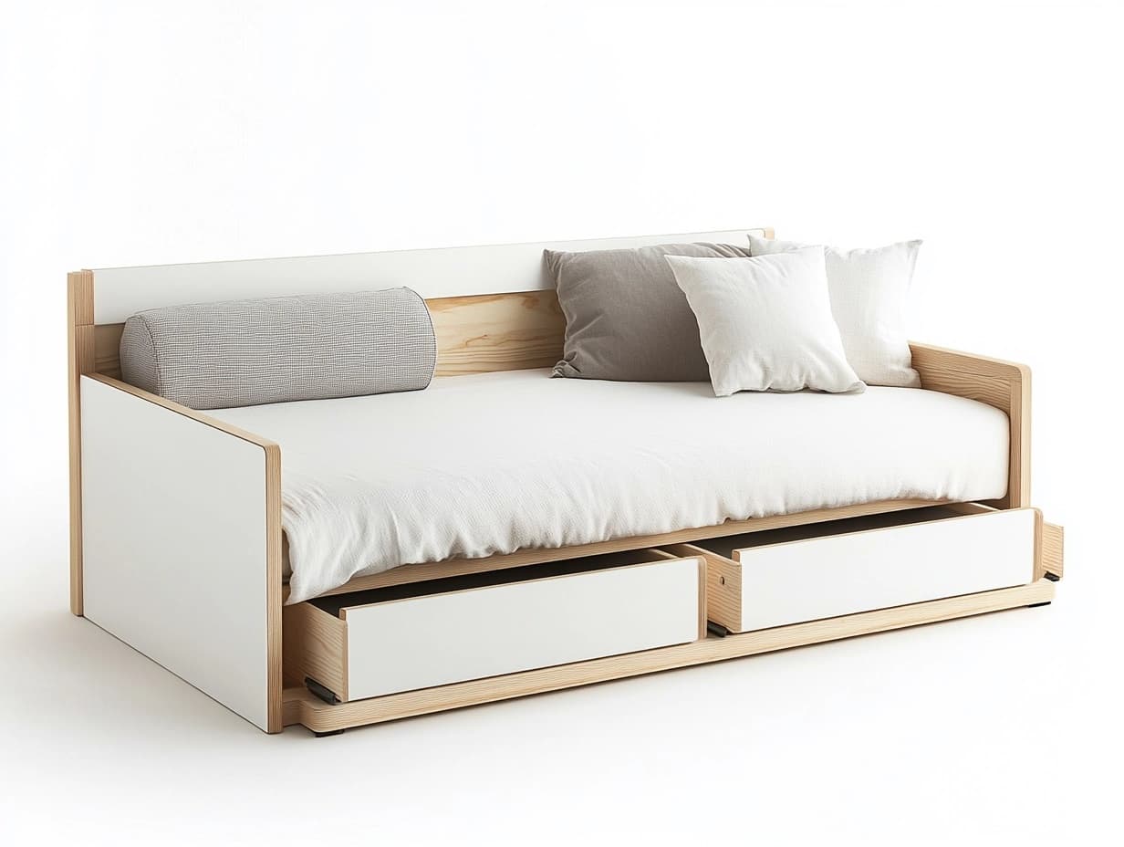 Sofá cama con almacenamiento, diseño moderno
