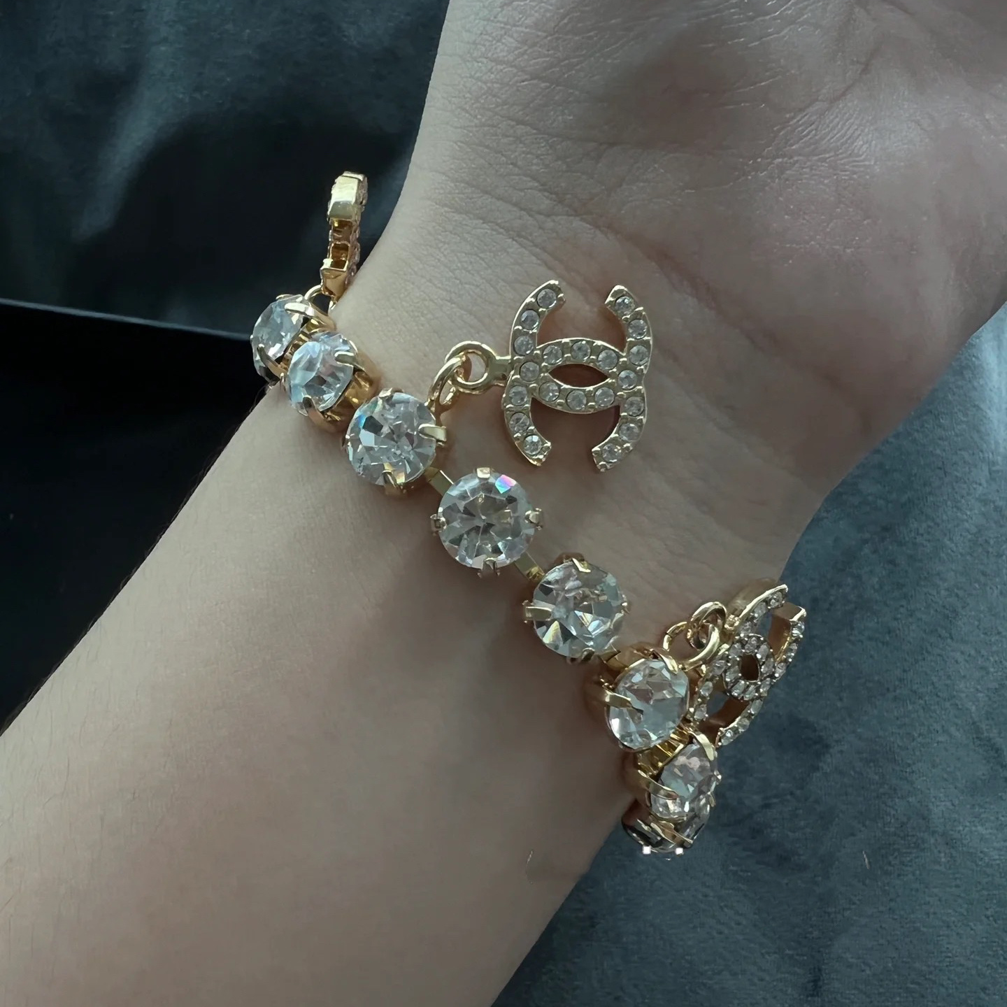 Chanel Full Diamond Prong Rhinestone Bracelet Necklace - Original Replica Club