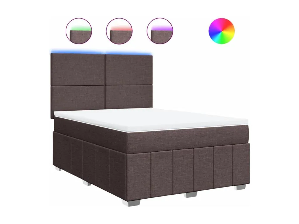 Cama box spring con colchón tela marrón oscuro 140x200 cm cvh3521440