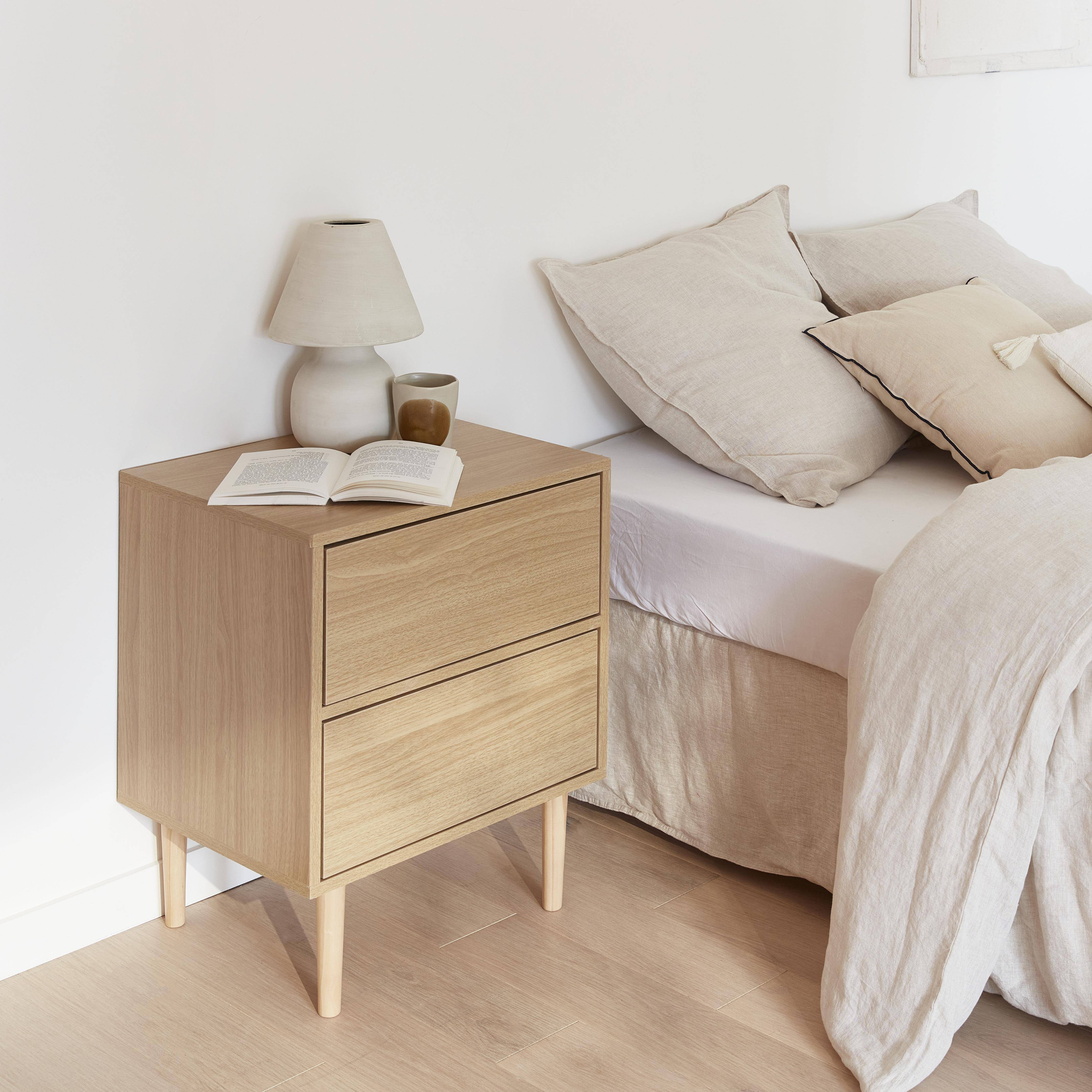 Mika - Mesita de noche con efecto madera natural