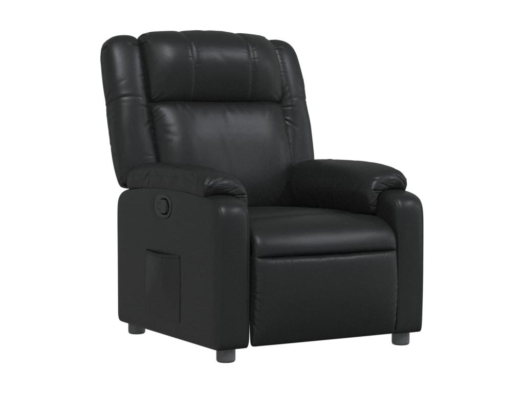 Sillón reclinable de cuero sintético negro