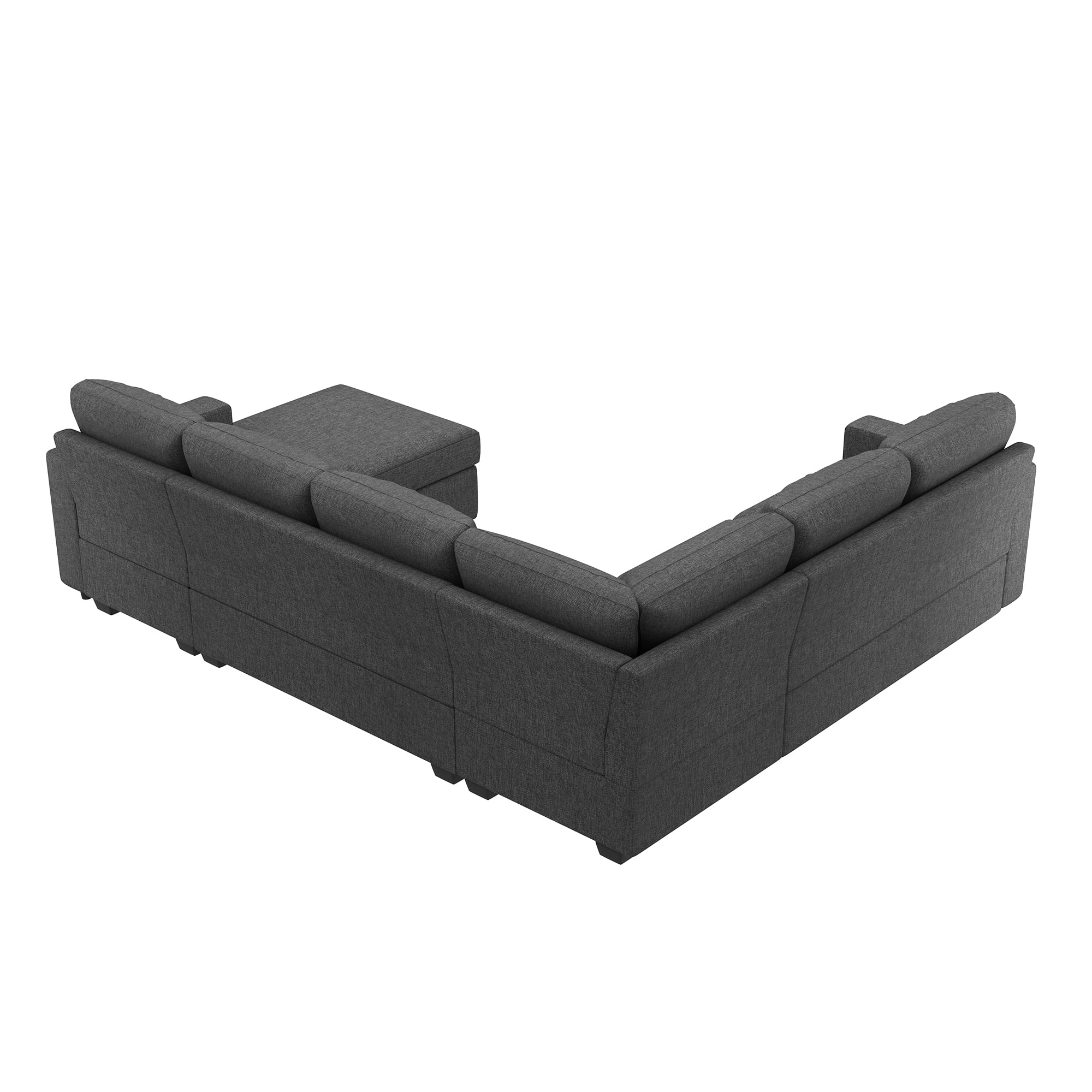 HONBAY Modular Sectional Pull-Out Sofa Bed with Storage Velvet U-Shaped Convertible Sleeper Sofa for Living Room, Blue - Image 55