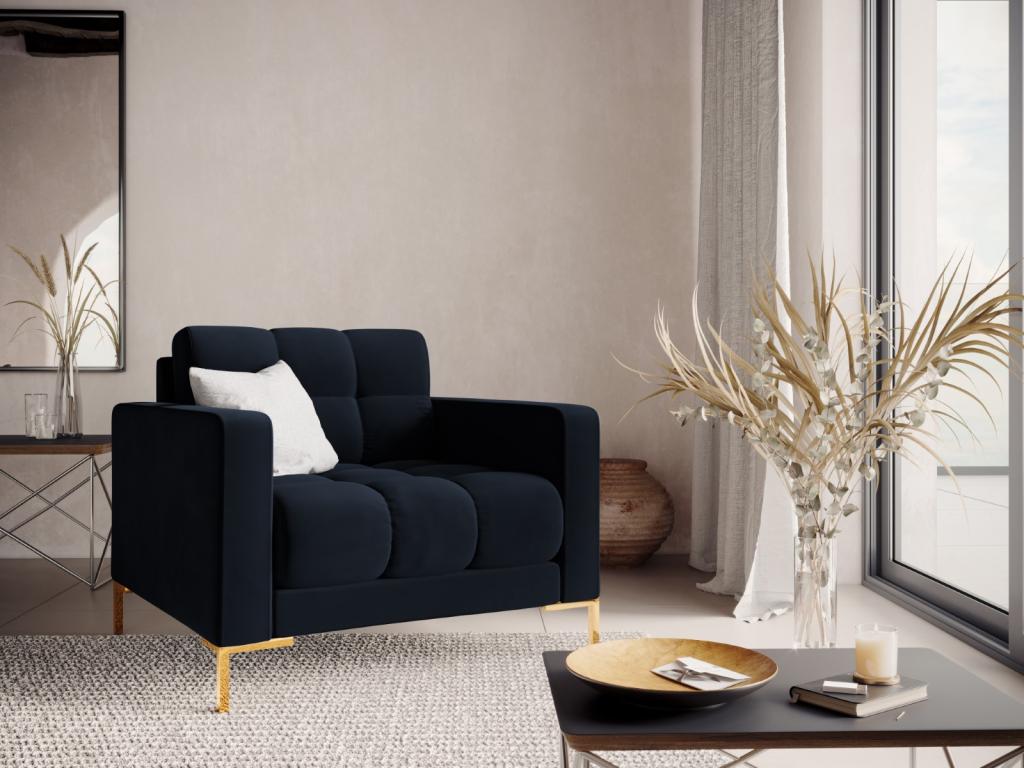 Sillón Nestleano de terciopelo azul oscuro - 87x92x75cm