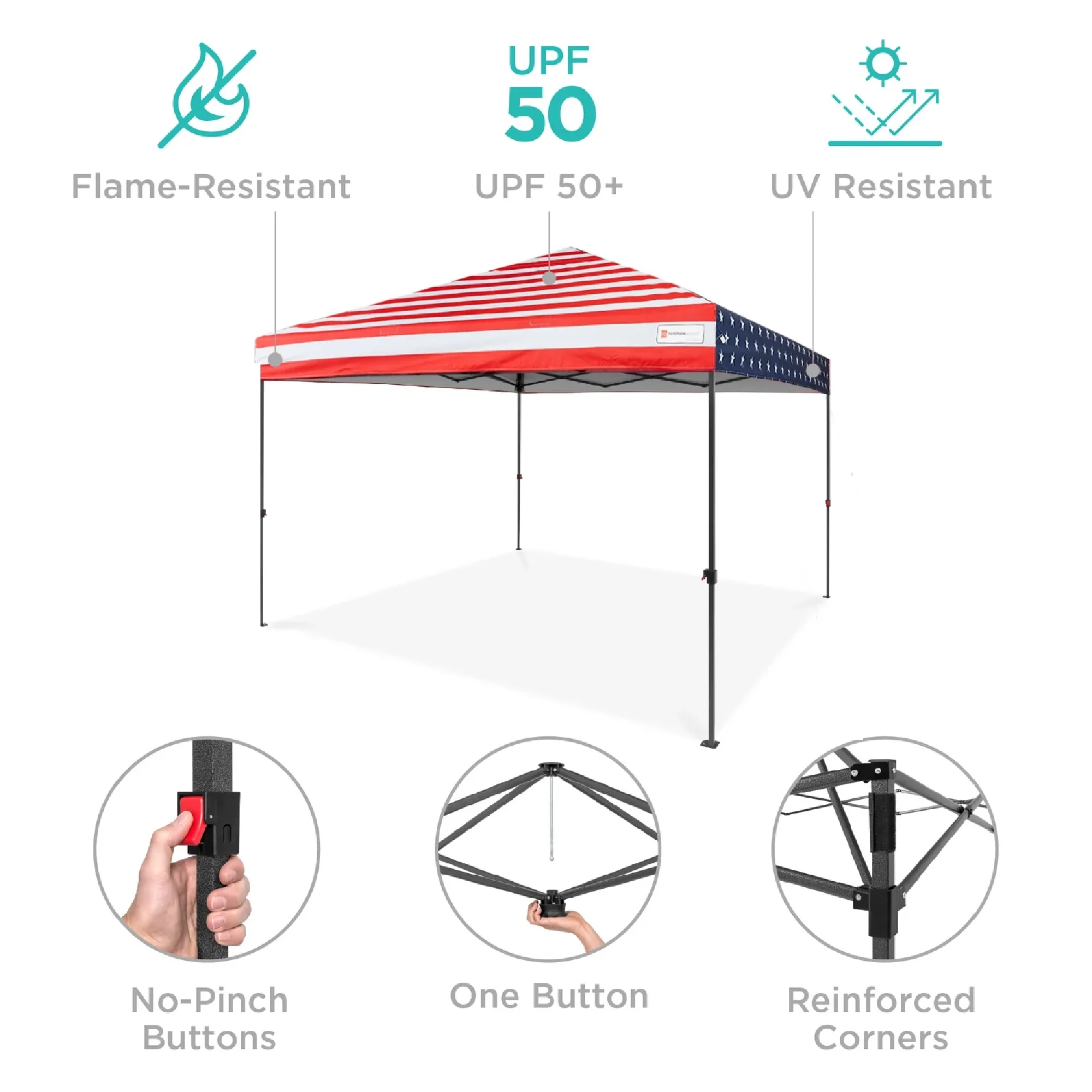 Best Choice Products 10x10ft Easy Setup Pop Up Canopy w/ 1-Button Setup, Wheeled Case, 4 Weight Bags - White - Image 77