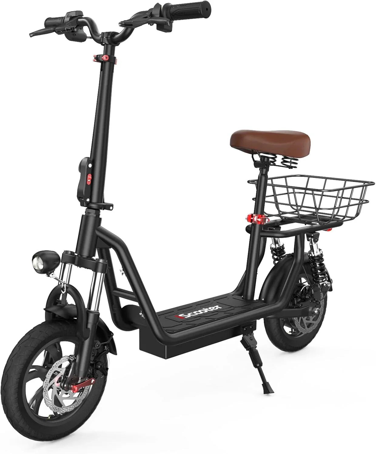 iScooter electric scooter with seat 28/19/15.6 mph top speed dual suspension scooter