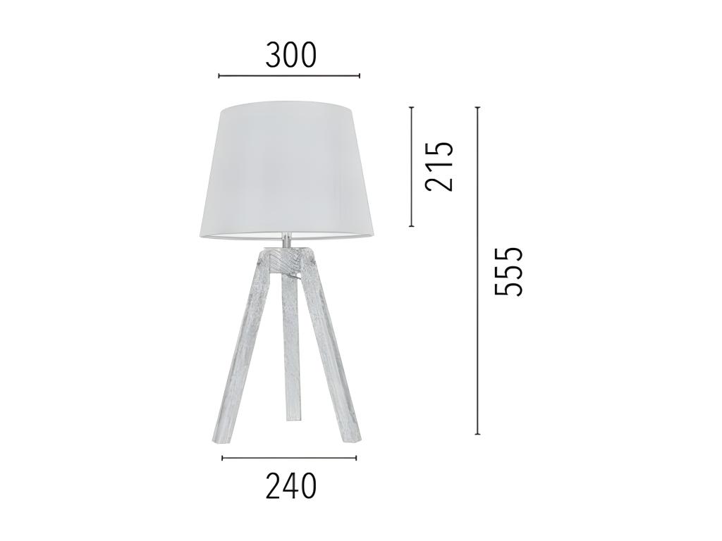 Lámpara de Mesa Tripod, Roble, Beige, 30x30x55,5 cm, Casaplu