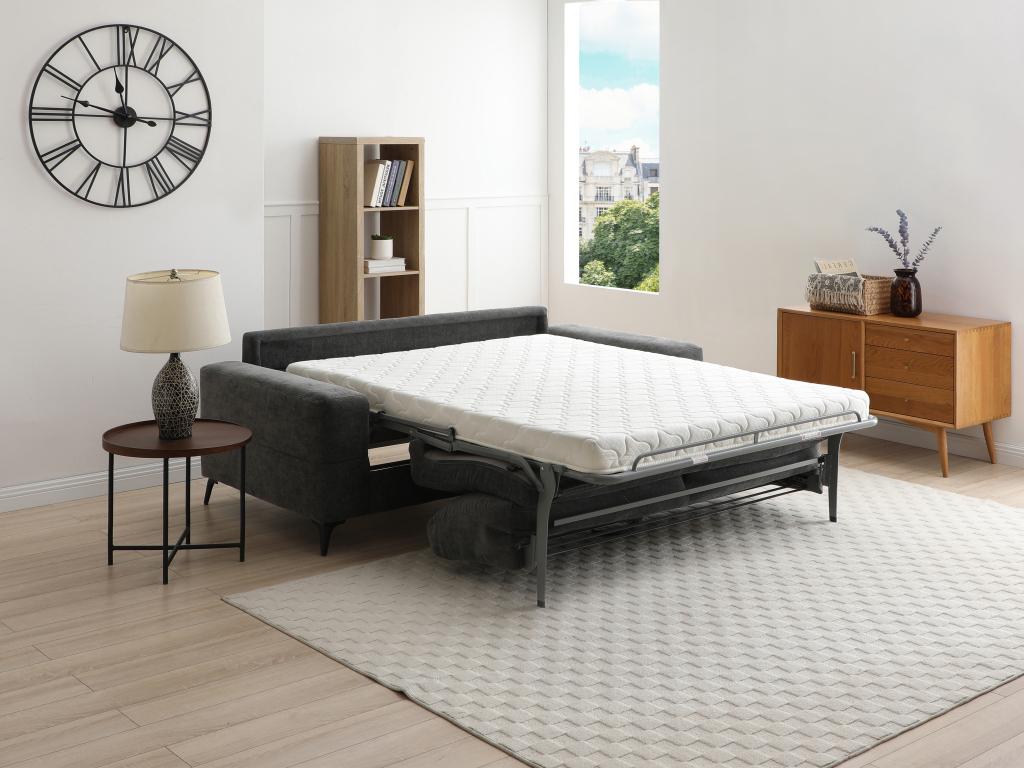 Sofá cama de 3 plazas de tela de apertura rápida gris antracita DUJARDA