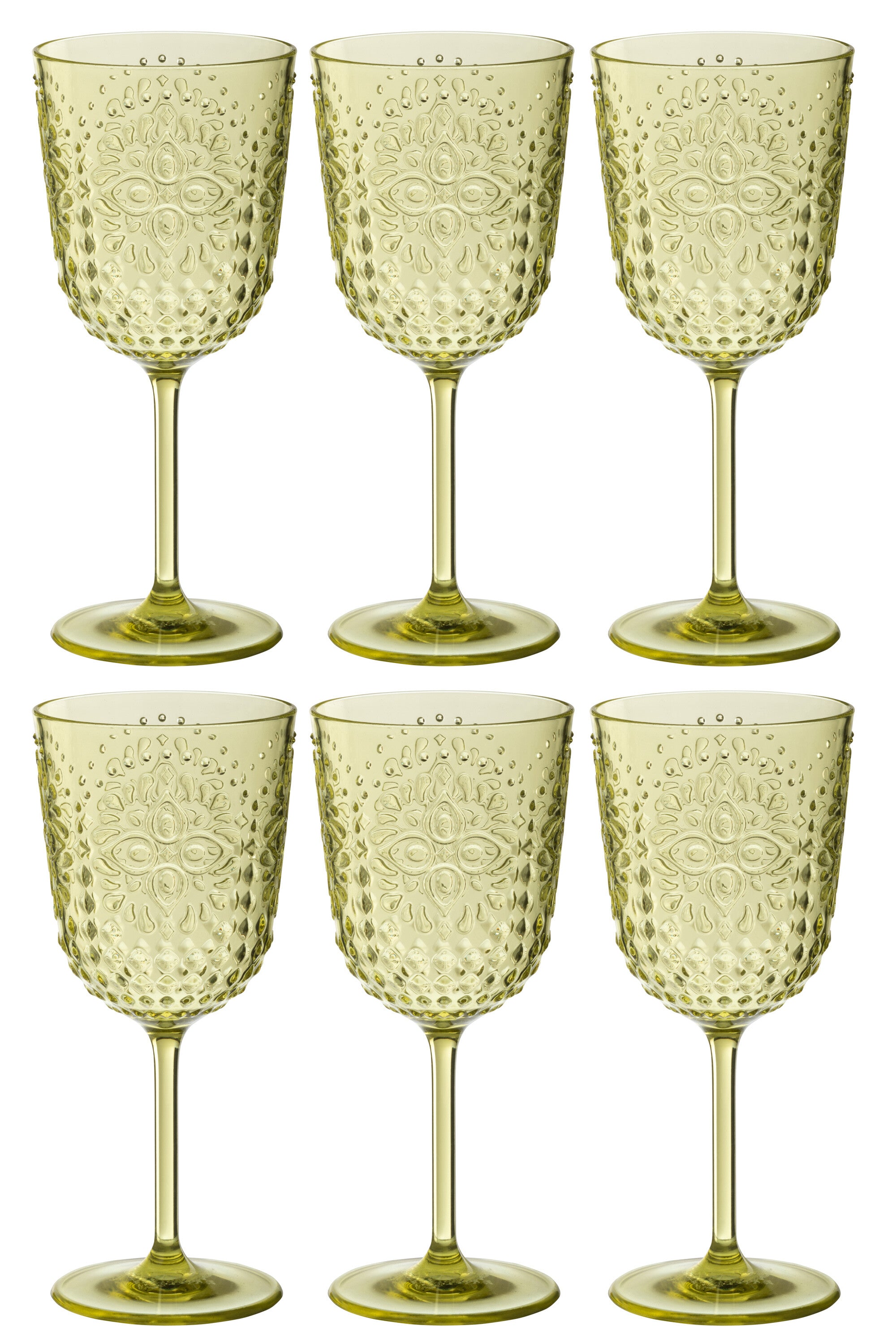 J-Line wijnglas Acryl - kunststof - groen - doos van 6