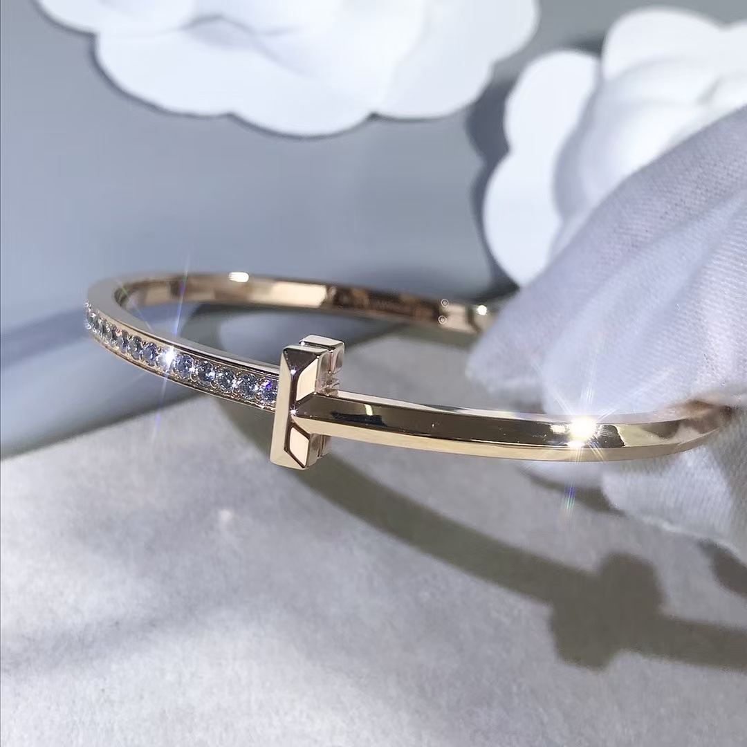 Tiffany T1 Narrow Diamond Hinged Bangle Bracelet - Original Replica Club