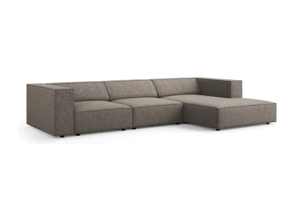 Decoencanto - Sofá esquinero derecho Decoencanto 4 plazas de tejido chenilla gris - 284x166x70cm
