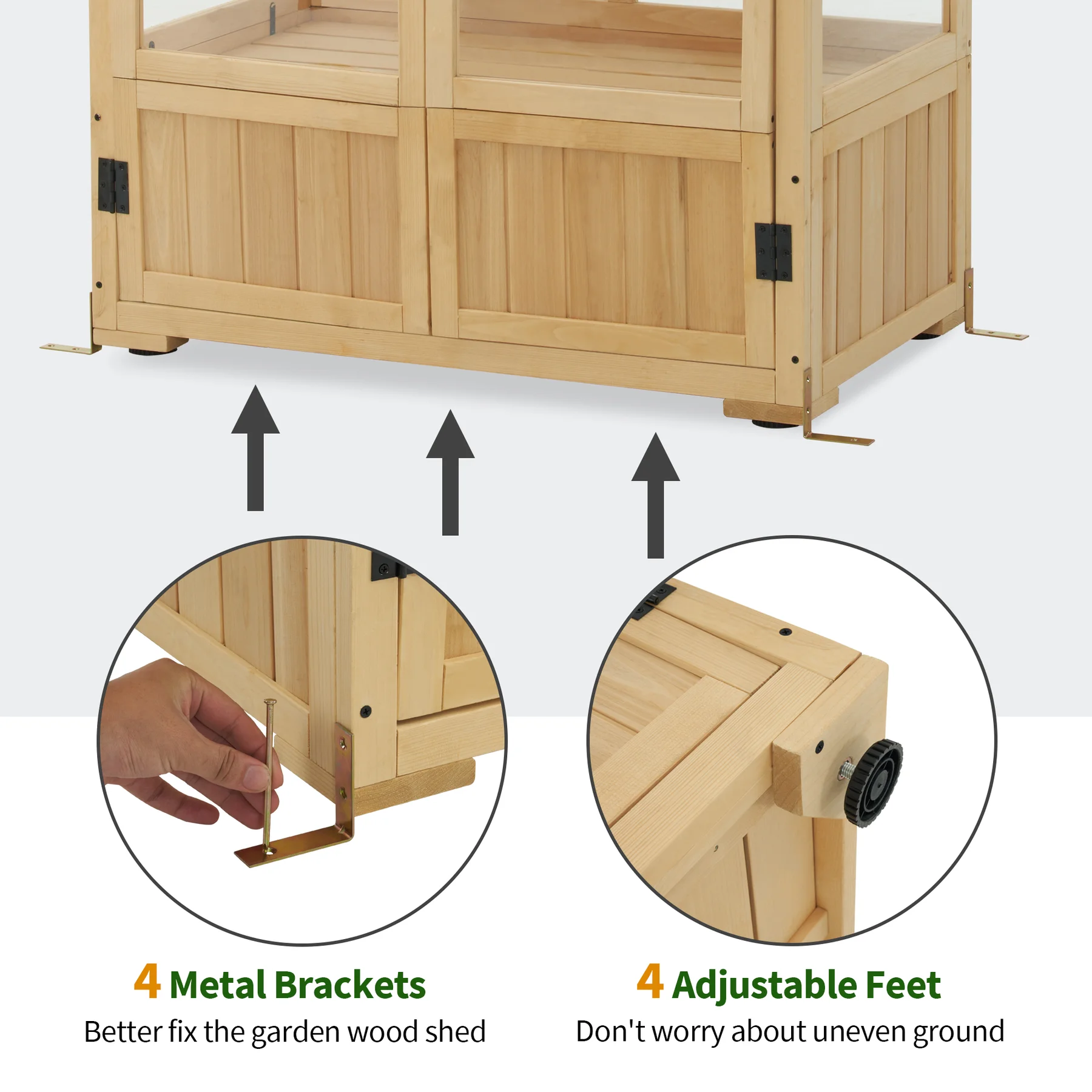MCombo Cold Frame Greenhouse, 3 tier Wooden Greenhouse Cabinet with Adjustable Shelf, Garden Cold Frame Shed for Outdoor Indoor Use, 0847 - Image 6