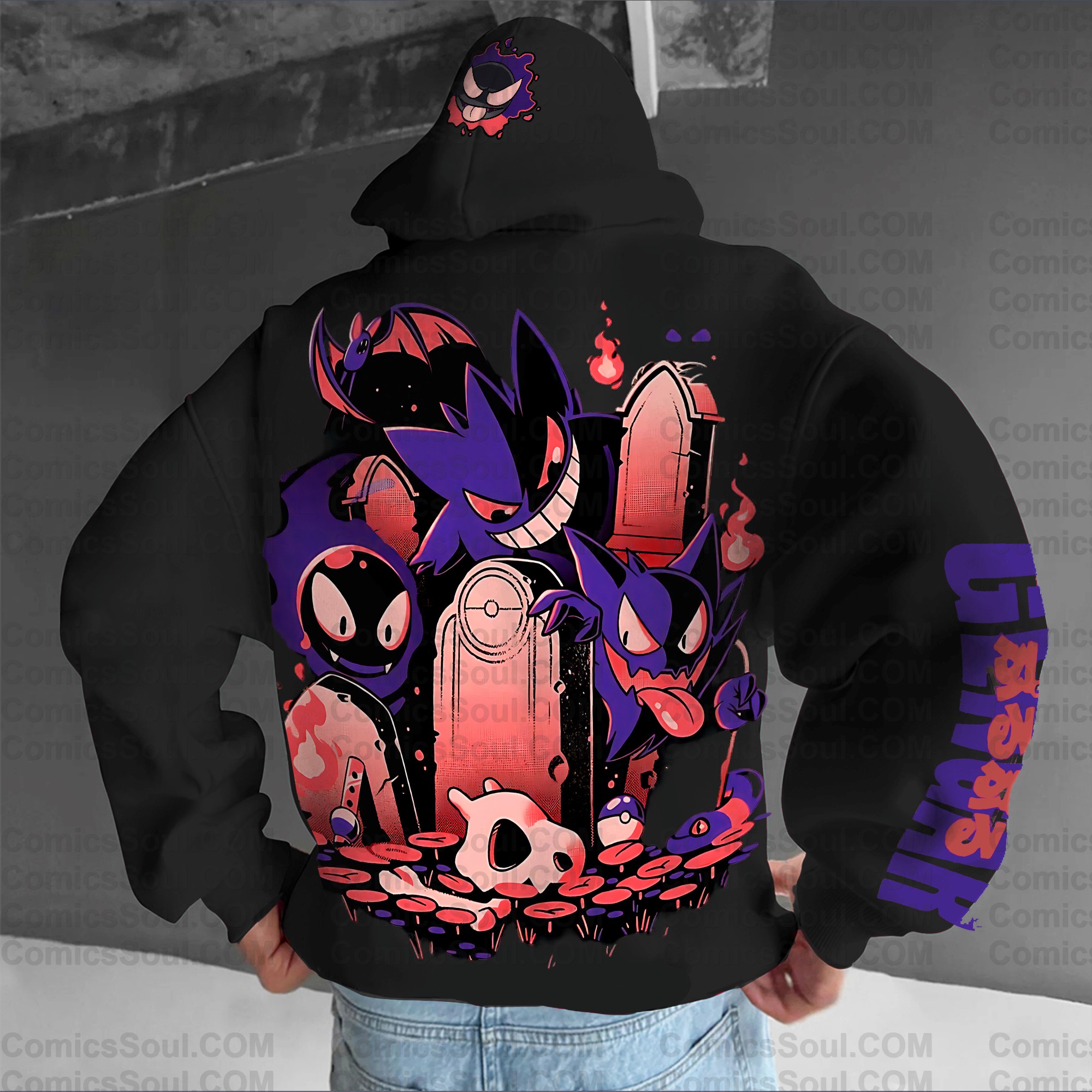 Unisex Anime Graphic Streetwear Vintage Plush Hoodie| Gengar