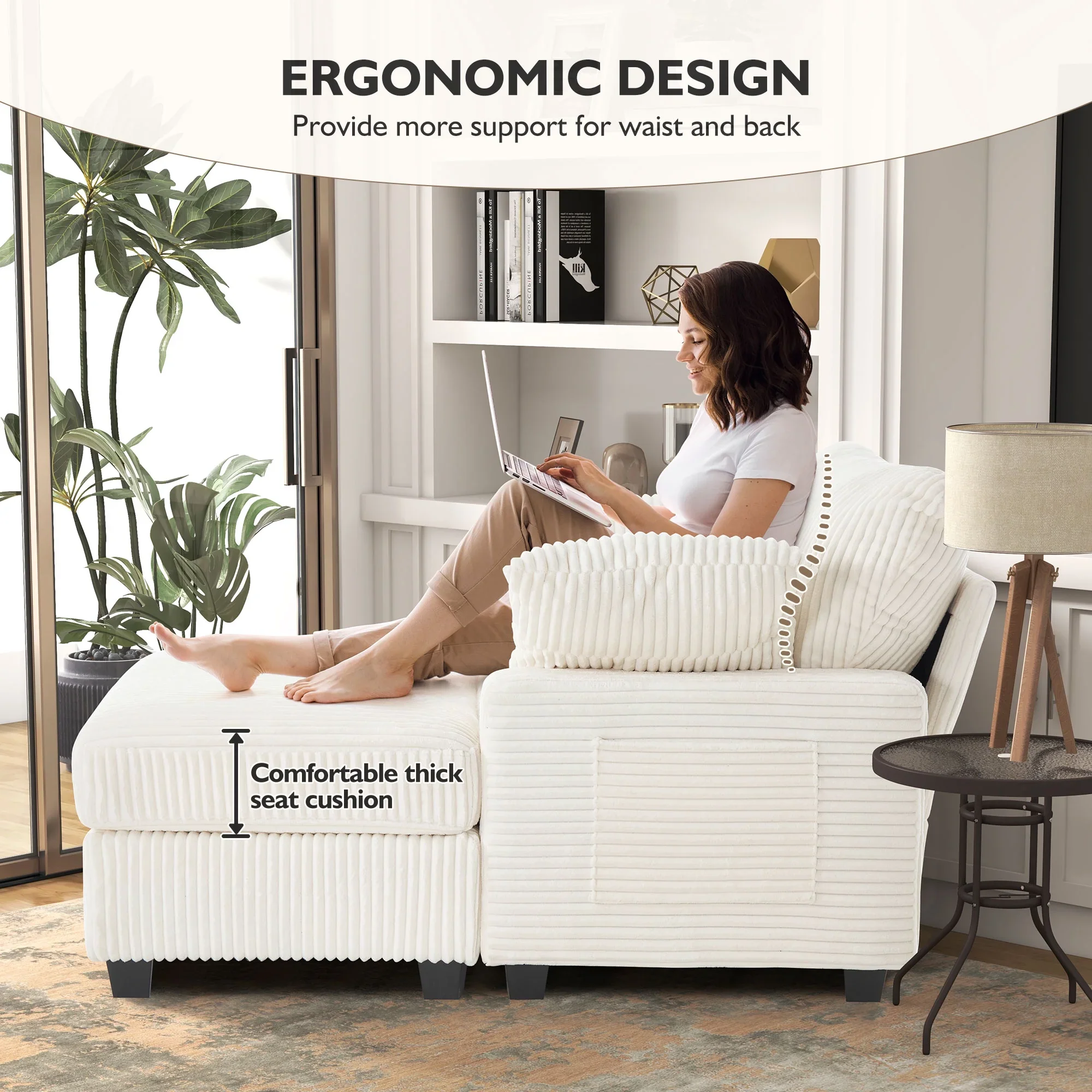 BedLuxury Oversized Accent Chair with Ottoman for Living Room, Single Sleeper Sofa Armchair with 3 Pillows, Lounge Sofa Bed, Green