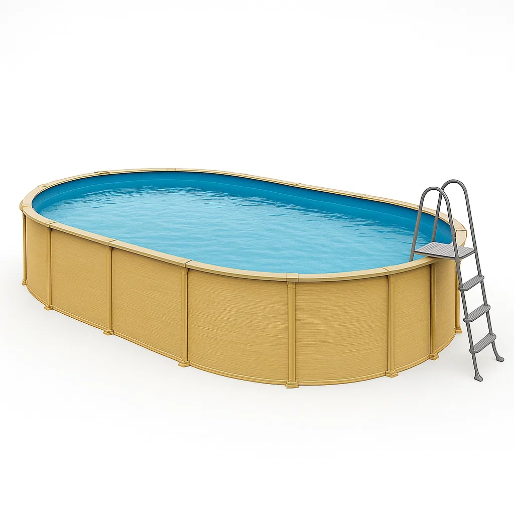 Piscina tubular ovalada desmontable 418x243x98 cm amarillo/azul hwAQEEh134WD